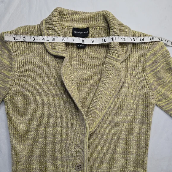 Central Park West Cardigan Sweater Ribbed Marled Olive Taupe Boho Lagenlook S - Picture 9 of 12